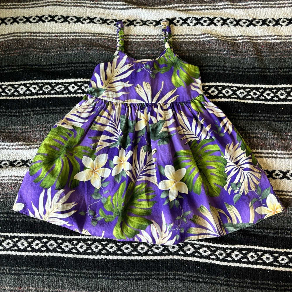 PACIFIC LEGEND PURPLE HAWAIIAN PRINT GIRLS DRESS SIZE 5/6 100% COTTON